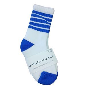 Janie and Jack 12-24 Months Crew Socks Ribbed Blue/ White Stripe New 1 Pair